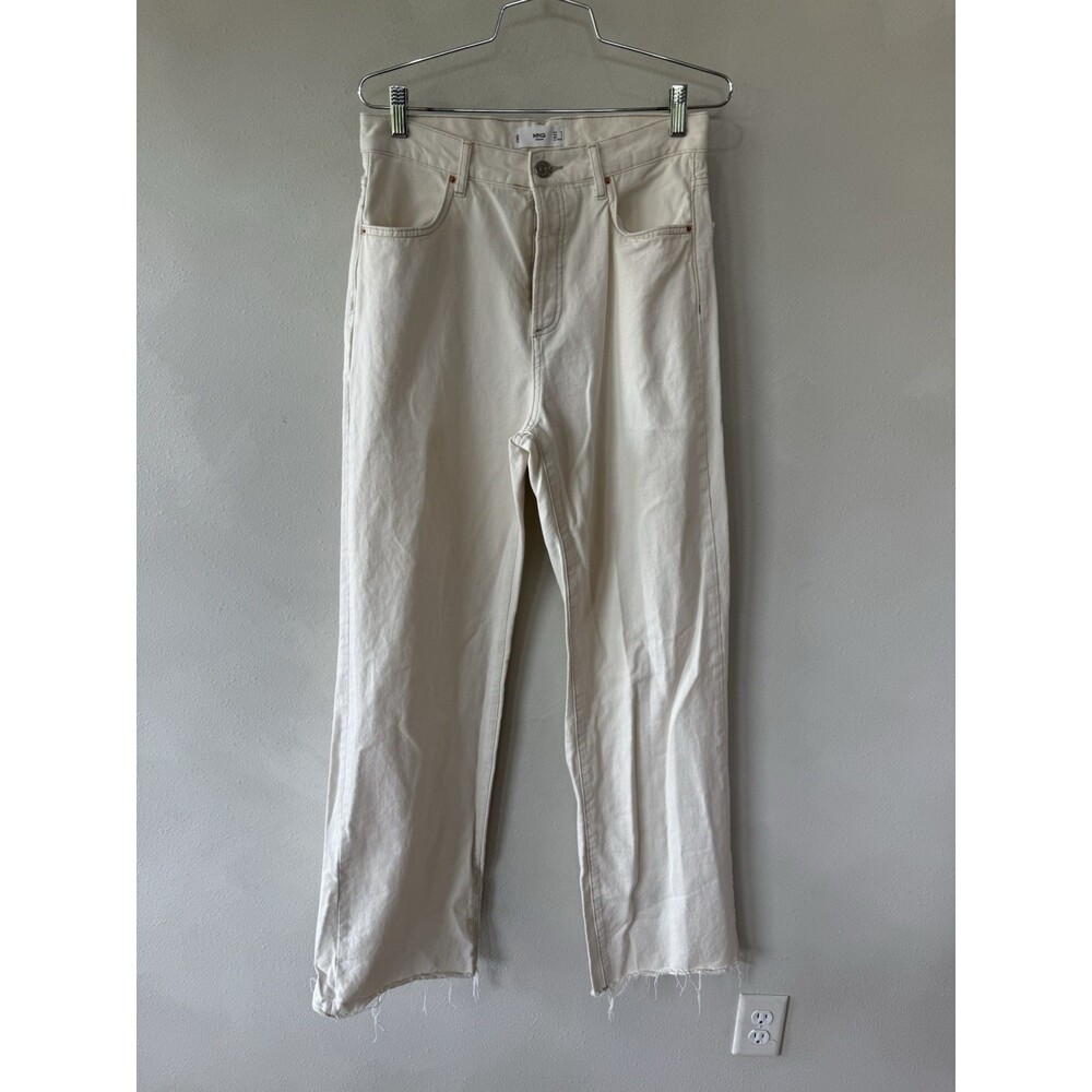 MNG Womens Cotton Cream Denim Wide Leg Jeans Size 8 Pants